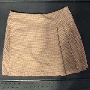 Lush Checkered A-Line Skirt in Tan and Black